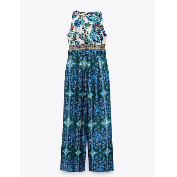 Zara Satin Multicolored Printed Jumpsuit - Picture 8 of 13